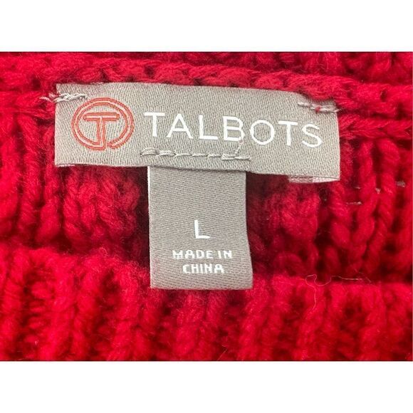 Talbots women’s red cotton/ wool blend sweater size L - Picture 5 of 6